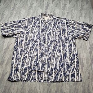 Cooke Street Honolulu Hawaiian Shirt Mens Xl Blue Bamboo Print Short‎ Sleeve...